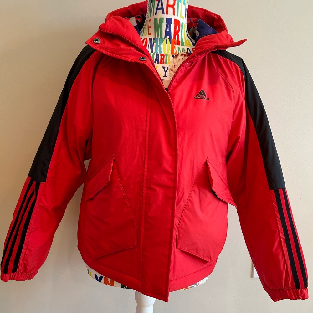 Women’s Adidas hooded puffer jacket.